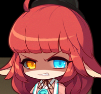 アニメ風,ツートンアイ,赤髪,怒り顔,ケモミミ,二色の目