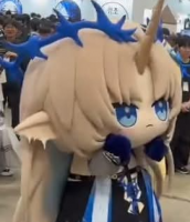 マスコット,ファンタジー,着ぐるみ,角,青い目