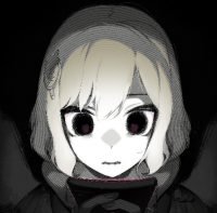 女の子,フード,白髪,モノクロ,暗い背景,アニメ風,正面,無表情