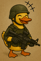 アヒル,兵士,ヘルメット,ライフル,かわいい,擬人化,ミリタリー