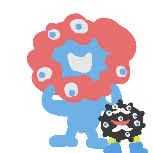 キャラクター,青色,赤色,モンスター,イラスト,かわいい,ポップ,二体