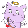 猫,天使,弓矢,ハート,イラスト,紫色,アイコン