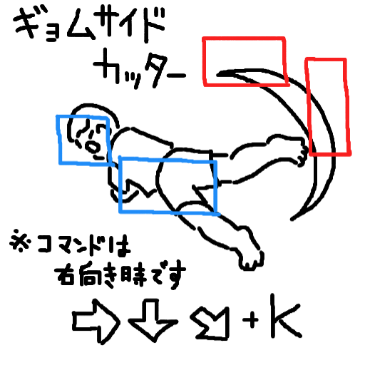 ギョムサイドカッター,コマンドは右向き時です,コマンド,キャラクター,イラスト,技,入力方法,ゲーム,必殺技,手書き
