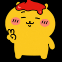 キャラクター,黄色,ほっぺ,ピースサイン