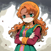 アニメキャラ,緑の服,赤毛,クロスアーム,帽子