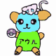 動物,青い顔,緑のシャツ,アウル,ボール,イラスト