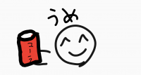 手描き,イラスト,スマイル,顔,缶,コーラ,赤,うめ,ユーラ,シンプル