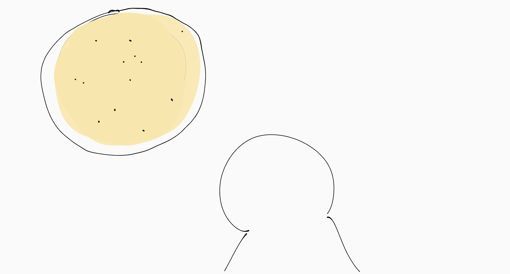 シンプル,線画,丸いキャラクター,パンケーキ,食べ物,手描き