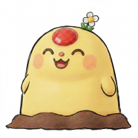 キャラクター,スライム,黄色,ほっぺ,花飾り,笑顔,かわいい