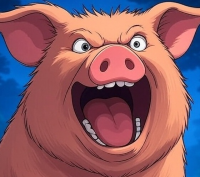 豚,アニメ,怒り,動物,漫画