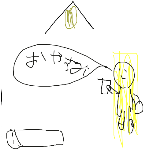 落書き,黄色,おやすみ,手書き