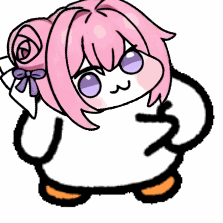 ピンク髪,アニメキャラクター,ペンギン,かわいい