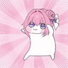 ピンク髪,キャラクター,かわいい,背景ストライプ,アニメ風