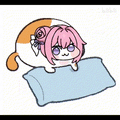 猫,クッション,ピンクの髪,アニメキャラクター,バラ