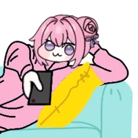 ピンク髪,ソファ,スマホ,イラスト