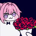 キャラクター,ピンクヘア,猫,バラ,蝶ネクタイ