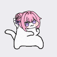 キャラクター,アニメ風,ピンクの髪,猫,バラ