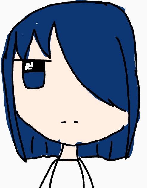 青髪,ショートヘア,シンプル,アニメ風,女性,イラスト,無表情,マンガ