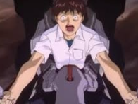 アニメ,少年,叫び,制服,エヴァンゲリオン,パイロット,ロボット,座る