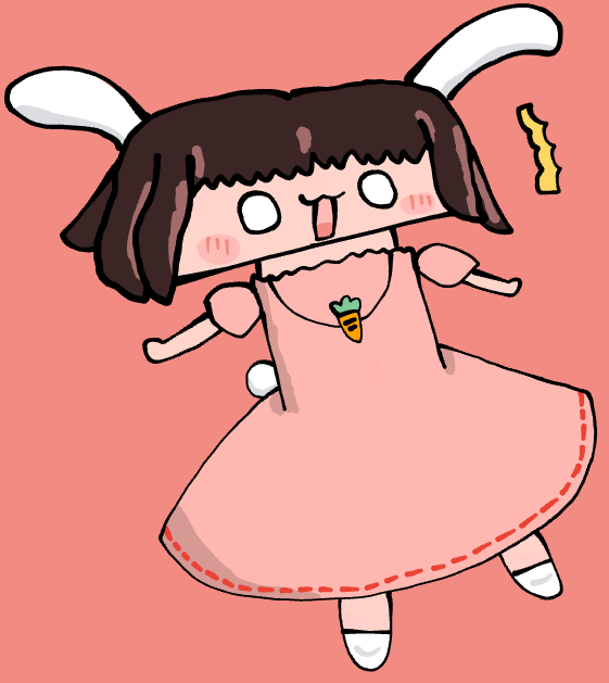 女の子,うさみみ,ピンクのドレス,キャロット,アニメ風,ミニキャラ,可愛い,二次創作