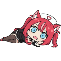 アニメ,デフォルメ,女の子,赤髪,ネコミミ,ナース,驚き,可愛い,ちびキャラ