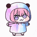 アニメ,女の子,ピンク髪,パーカー,着ぐるみ,パンダ,かわいい,イラスト,ゆるキャン△