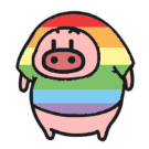 ぶた,動物,虹,レインボー,Tシャツ,イラスト,かわいい